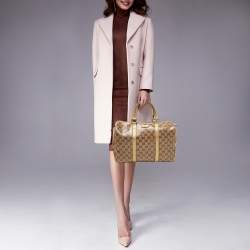 Gucci Gold/Beige GG Crystal Canvas and Leather Medium Joy Boston Bag