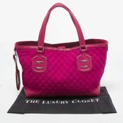 Pre Owned Gucci Fuchsia GG Neoprene and Leather Techno Tote