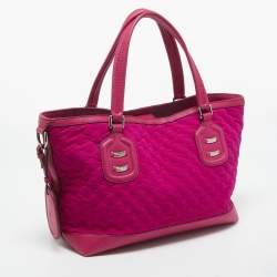 Pre Owned Gucci Fuchsia GG Neoprene and Leather Techno Tote