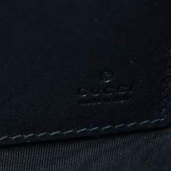 Pre Owned Gucci Black/Gold Leather 'Guccy' Zip Wristlet Clutch