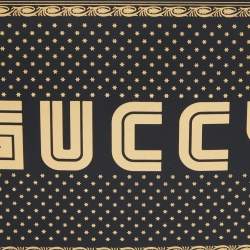 Pre Owned Gucci Black/Gold Leather 'Guccy' Zip Wristlet Clutch