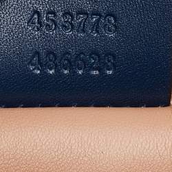 Pre Owned Gucci Blue Leather Mini Pearl Studded Queen Margaret Broadway Shoulder Bag