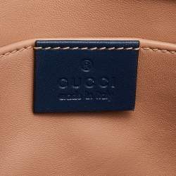 Pre Owned Gucci Blue Leather Mini Pearl Studded Queen Margaret Broadway Shoulder Bag