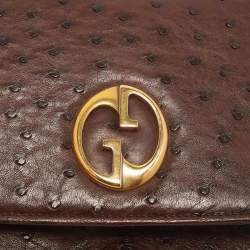 Pre Owned Gucci Cacao Ostrich 1973 Clutch