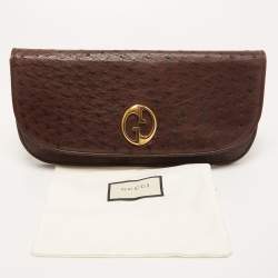 Pre Owned Gucci Cacao Ostrich 1973 Clutch