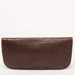 Pre Owned Gucci Cacao Ostrich 1973 Clutch