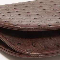 Pre Owned Gucci Cacao Ostrich 1973 Clutch