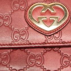 Gucci Red Guccisima Leather Lovely Heart Continental Wallet