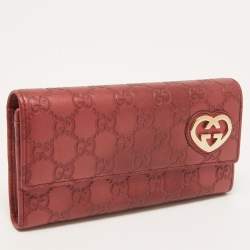 Gucci Red Guccisima Leather Lovely Heart Continental Wallet