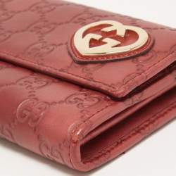 Gucci Red Guccisima Leather Lovely Heart Continental Wallet
