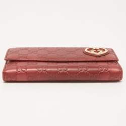 Gucci Red Guccisima Leather Lovely Heart Continental Wallet