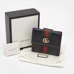 Gucci Black Leather Ophidia French Flap Wallet