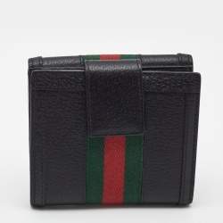 Gucci Black Leather Ophidia French Flap Wallet