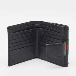 Gucci Black Leather Ophidia French Flap Wallet