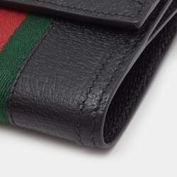 Gucci Black Leather Ophidia French Flap Wallet
