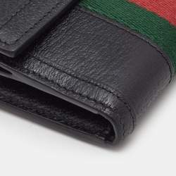 Gucci Black Leather Ophidia French Flap Wallet
