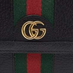 Gucci Black Leather Ophidia French Flap Wallet