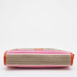 Pre Owned Gucci Multicolor Crochet Fabric and Leather Saint Tropez Zip Pouch