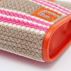 Pre Owned Gucci Multicolor Crochet Fabric and Leather Saint Tropez Zip Pouch