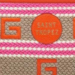 Pre Owned Gucci Multicolor Crochet Fabric and Leather Saint Tropez Zip Pouch