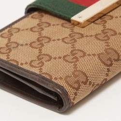 Gucci Beige/Ebony GG Canvas and Leather Ladies Web Continental Wallet