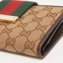 Gucci Beige/Ebony GG Canvas and Leather Ladies Web Continental Wallet