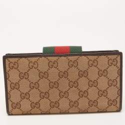 Gucci Beige/Ebony GG Canvas and Leather Ladies Web Continental Wallet