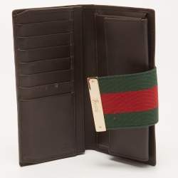 Gucci Beige/Ebony GG Canvas and Leather Ladies Web Continental Wallet