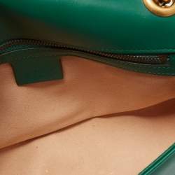 Gucci Green Matelasse Leather Small GG Marmont Shoulder Bag