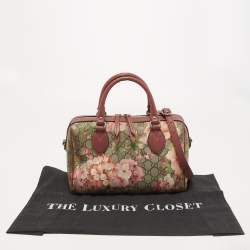 Pre Owned Gucci Old Rose/Beige GG Supreme Canvas Small Blooms Boston Bag