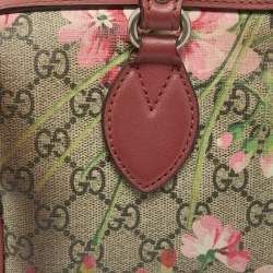Pre Owned Gucci Old Rose/Beige GG Supreme Canvas Small Blooms Boston Bag