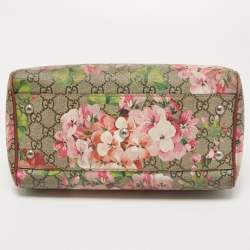 Pre Owned Gucci Old Rose/Beige GG Supreme Canvas Small Blooms Boston Bag