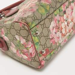 Pre Owned Gucci Old Rose/Beige GG Supreme Canvas Small Blooms Boston Bag