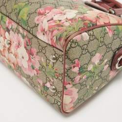 Pre Owned Gucci Old Rose/Beige GG Supreme Canvas Small Blooms Boston Bag