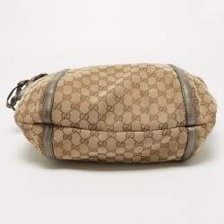 Pre Owned Gucci Beige/Metallic GG Canvas Techno Horsebit Hobo Bag