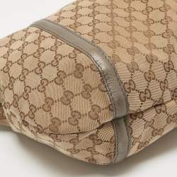 Pre Owned Gucci Beige/Metallic GG Canvas Techno Horsebit Hobo Bag