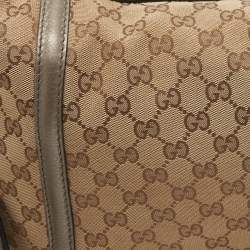 Pre Owned Gucci Beige/Metallic GG Canvas Techno Horsebit Hobo Bag