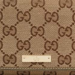 Gucci Beige GG Canvas and Leather Logo Flap Wallet