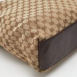 Pre Owned Gucci Beige/Brown GG Canvas Web Handle Vertical Tote