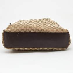 Pre Owned Gucci Beige/Brown GG Canvas Web Handle Vertical Tote