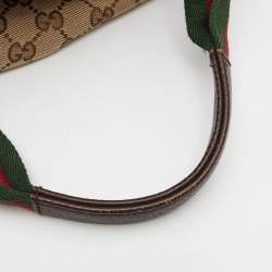 Pre Owned Gucci Beige/Brown GG Canvas Web Handle Vertical Tote