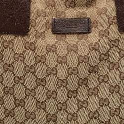 Pre Owned Gucci Beige/Brown GG Canvas Web Handle Vertical Tote