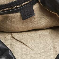 Pre Owned Gucci Black Tapestry Leather Large Hysteria Hobo