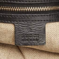 Pre Owned Gucci Black Tapestry Leather Large Hysteria Hobo