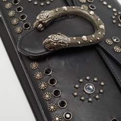 Pre Owned Gucci Black Leather Small Embellished Dionysus Shoulder Bag