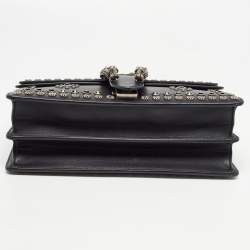 Pre Owned Gucci Black Leather Small Embellished Dionysus Shoulder Bag