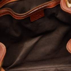 Pre Owned Gucci Brown/Beige GG Canvas Drawstring Hobo