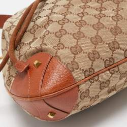 Pre Owned Gucci Brown/Beige GG Canvas Drawstring Hobo
