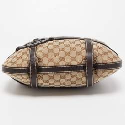 Pre Owned Gucci Beige/Brown GG Canvas and Leather Royal Hobo