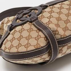 Pre Owned Gucci Beige/Brown GG Canvas and Leather Royal Hobo